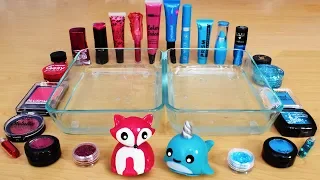 Rose vs Blue - Mixing Makeup Eyeshadow Into Slime! Special Series 87 Satisfying Slime Video