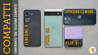 CONFRONTO tra i MIGLIORI TELEFONI COMPATTI IPHONE 13 mini, GALAXY FLIP4, PIXEL 6a e ZENFONE 9