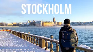 Cold and Sunny Winter Walk in Stockholm, Sweden (4K, 60fps)