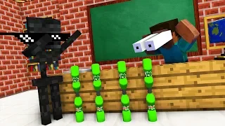 Monster School : BOTTLE FLIP Dangerous Challenge and Stupid Jokes - Minecraft Animation