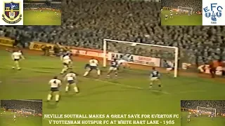 NEVILLE SOUTHALL MAKING A GREAT SAVE FOR EVERTON FC AGAINST TOTTENHAM HOTSPUR FC -1985