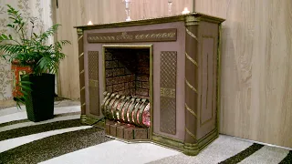 Камин из картонных коробок. КЛАССИКА. Фальш камин.A fireplace with a grate made of cardboard