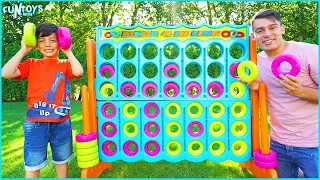 Giant Connect 4 Kids Game Challenge | Playing Funny Life Size Toys