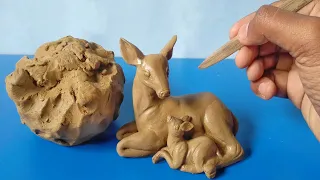 How to make deer with clay | Clay deer sculpting | Very easy making process | Step by step🦌