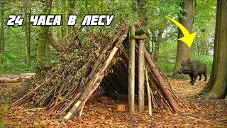 24 ЧАСА В ЛЕСУ// 24 часа Челлендж// 24 HOURS IN THE FOREST