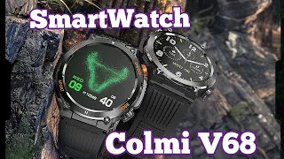 Классные Смарт часы Amoled, Colmi V68, AOD, 440 mAh, фонарь, компас, IP67. Знакомимся!