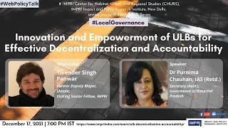 #LocalGovernance | E12 | Dr Purnima Chauhan | Innovation & Empowerment of ULBs | Live Video
