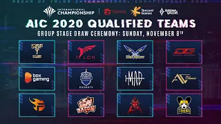 Group Stage Draw Ceremony AIC 2020 - Arena of Valor