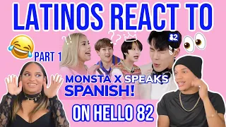 Latinos react to MONSTA X playing the Telephone Game in SPANISH part 1| REACTION😂