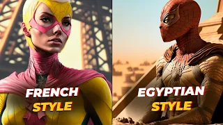 Spider-Man (spider-woman) from DIFFERENT COUNTRIES  | AI draws Spider-Man in different styles