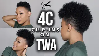 4C TAPERED FROHAWK TRANSFORMATION | How To Install Clip-Ins On Short Natural Hair/TWA