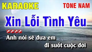 Karaoke Xin Lỗi Tình Yêu Tone Nam Nhạc Sống Phối Mới | Nguyễn Linh