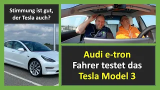 Probefahrt Audi e-tron Fahrer im Tesla Model 3 - Fazit und große Überraschung am Schluss!