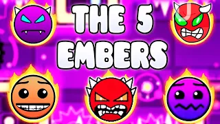 "THE 5 EMBERS" !!! - GEOMETRY DASH BETTER & RANDOM LEVELS