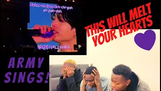 ARMY SINGS! YOUNG FOREVER FANCAM - ARMY SURPRISES BTS! LONDON WEMBLEY STADIUM (REACTION)