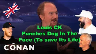 Louis CK Punches Dog In The Face To Save Her Life REACTION!! | OFFICE BLOKES REACT!!