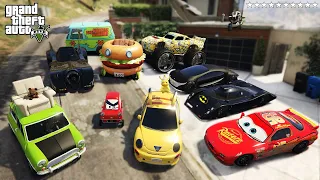 GTA 5 - Stealing CARTOONS Vehicles with Franklin! (Real Life Cars #7)