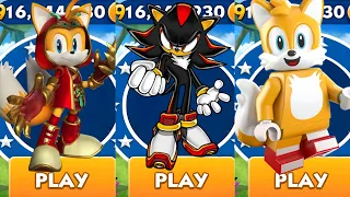 Sonic Dash - Dragonclaw Tails vs shadow vs LegoTails - All Characters Unlocked - Gameplay