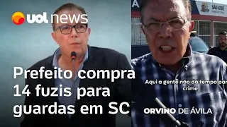 Prefeito compra 14 fuzis para guardas em Santa Catarina e posa com armas: 'Felicidade'