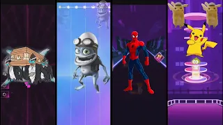 Coffin Dance vs Crazy Frog Vs Spiderman Vs Pikachu - Tiles Hop EDM Rush