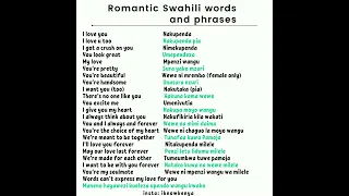 Romantic Swahili words and phrases