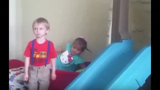 Hilarious! Kiss Me - 3-Year-Old Boy Feeling Rejected by Little Girl