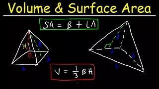 Surface Area of a Pyramid & Volume of Square Pyramids & Triangular Pyramids