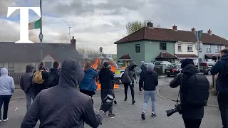 Police vehicle hit with petrol bombs at republican parade in Londonderry