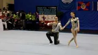 Maia FIG Acro World Cup Dynamic MxP RUS Revaz Gurgenidze and Okulova