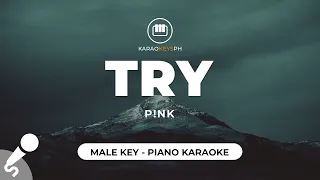 Try - Pink (Male Key - Piano Karaoke)