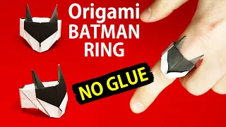 Easy origami paper Batman ring 💍🦇 (Yakomoga) - How to make a paper ring for boys and girls