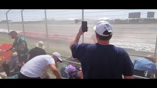 Crowd reacts to Max Verstappen's crash at the 2021 British GP...