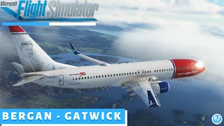 [MSFS] Foggy Arrival 😶‍🌫️ | Bergen 🇳🇴 - Gatwick 🇬🇧 | Norwegian PMDG 737 | VATSIM l RTS DLSS