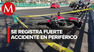 En CdMx, mueren dos tras chocar moto contra auto en Anillo Periférico