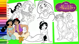 Disney Princess Jasmine & Rajah - Aladdin Coloring Pages for kids