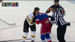 Two fights between the rangers and bruins
