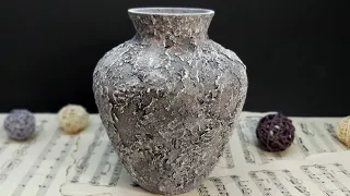 Переделка старой вазы/Ваза своими руками/Эффект камня/ Stone effect