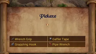 Wrench Grip,Gaffer Tape,Grappling Hook,Pipe wrench ( Pickaxe )  Treasure of Nadia