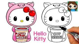 How to Draw Cup Noodles | Hello Kitty