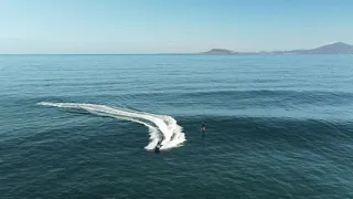 Surfers foiling got towed in to amazing waves in Fuerteventura