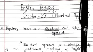 Structural Approach || Chapter 23 || English Pedagogy