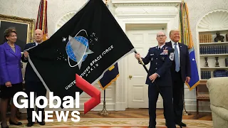 Trump reveals U.S. Space Force flag, signs Armed Forces Day proclamation