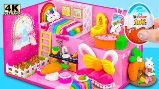 How To Make Pink Unicorn House with Bunk Bed, Rainbow Stairs from Polymer Clay | DIY Miniature House