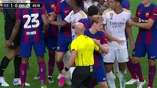 FC Barcelona Vs Real Madrid Fight 😱🔥| Never A Friendly Match| #elclasico #fcbvsrma