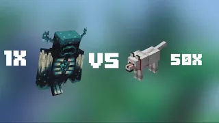 Minecraft 1 warden vs 50 armored wolves