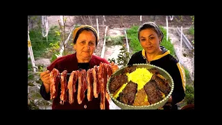 Step by Step Cooking Azerbaijani Pilaf with Beef Steak on the Mangal   Gyata with Coconut