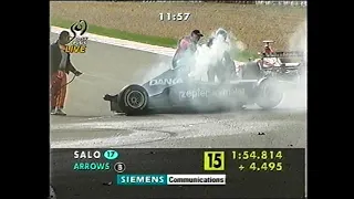 F1 Belgium 1998 FP4 Salo huge crash in Eau Rouge (DF1)