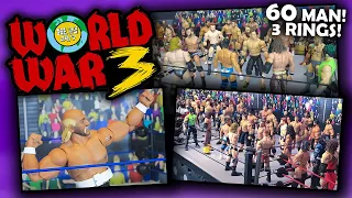 60 MAN WWE ACTION FIGURE BATTLE ROYAL! NLW 24/7 WORLD WAR 3 RINGS PIC FED MATCH!