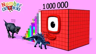 NUMBERBLOCKS v DINOSAUR ADDING MULTIPLE DIGITS COUNTING BIG NUMBERS part 8 NUMBERPATTERNE