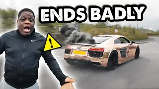 1000BHP AUDI R8 DRIVE GOES VERY WRONG *SETS ON FIRE* PART 1